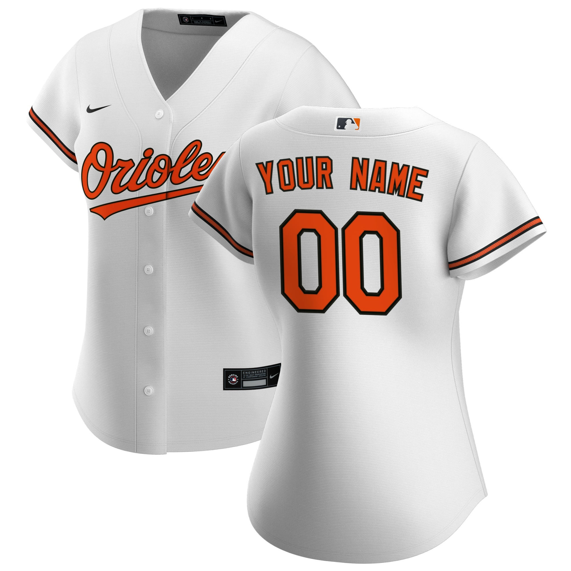 Baltimore Orioles Womens Home Replica Custom Jersey – White Custom Jerseys MLB