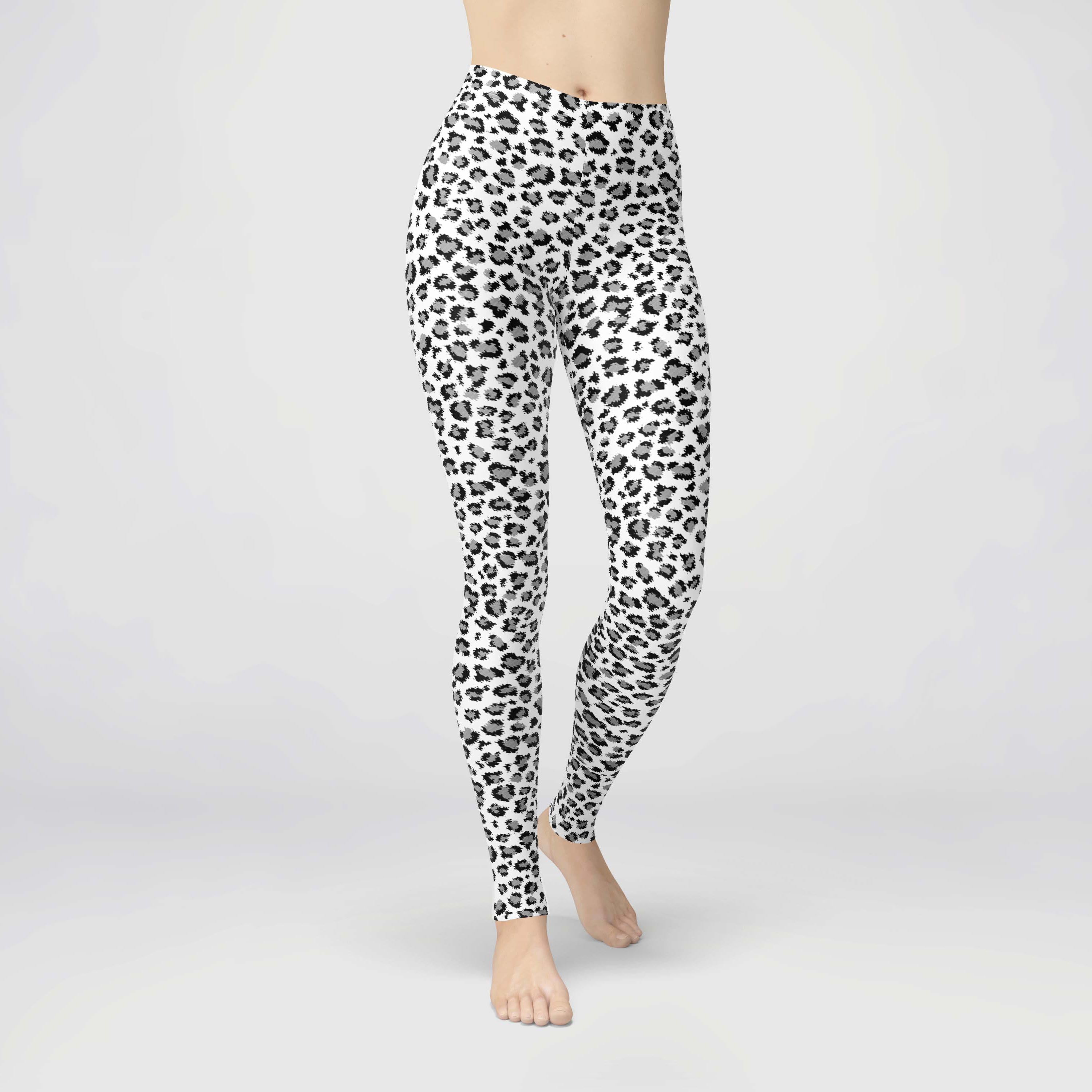 White Leopard Print Women’s Leggings