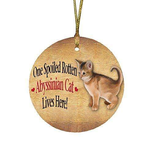 Abyssinian Kitten Spoiled Rotten Cat Round Christmas Ornament