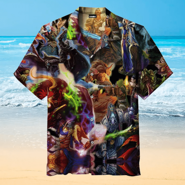 World Of Warcraft For Man And Woman Print Short Sleeve Hawaiian Shirt G95