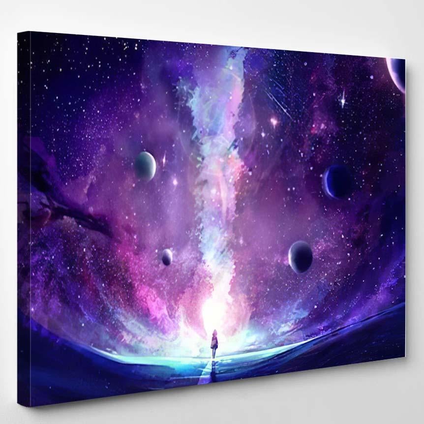 Abstract Artistic Multicolored Dimensional Galactic Nebula – Galaxy Sky And Space Canvas Print