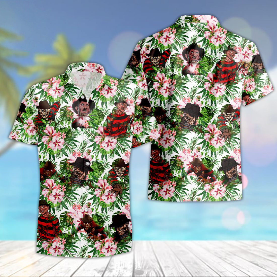Freddy Krueger Horror Nightmare Tropical Forest All Over Print 3D Hawaiian Shirt