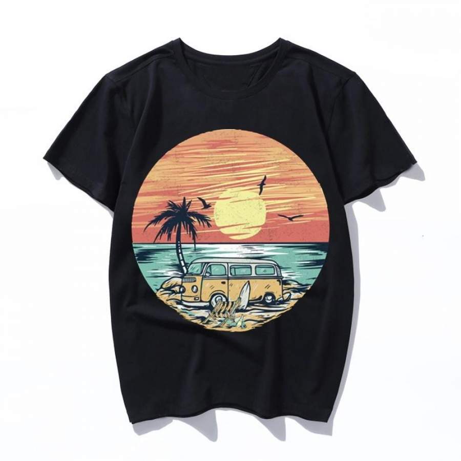 summer beach t shirt women/men art print Oil aesthetic Cute funny tshirt 90s cartoon Ullzang Casual top tee t-shirt female/male clothes