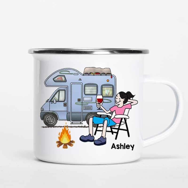 Camping Girl Drink Too Much Personalized Campfire Mug