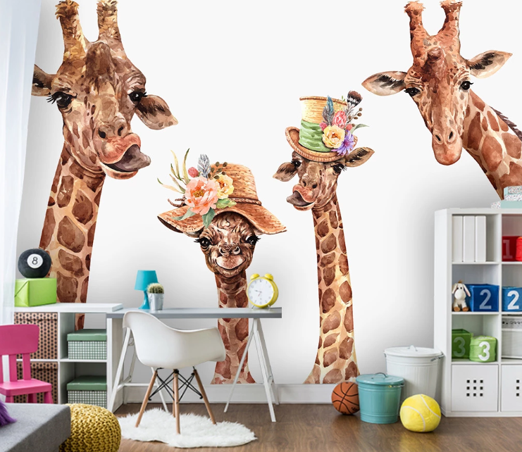 3D Animal Giraffe Wall Mural Wallpaper Sf12