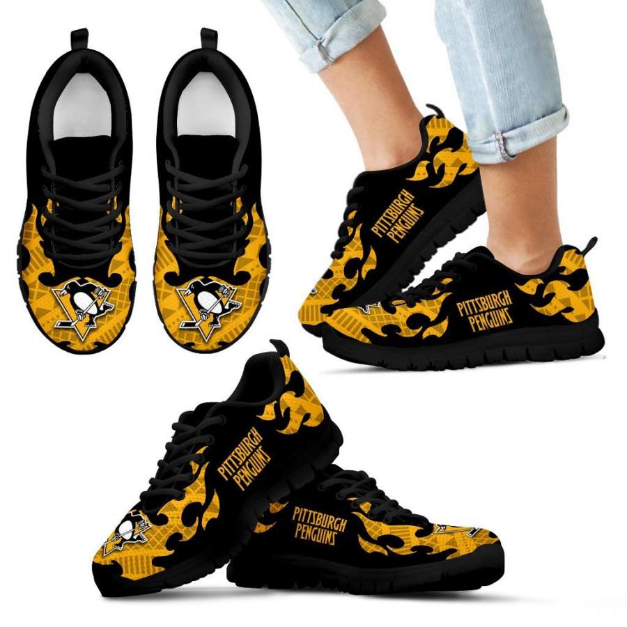 Tribal Flames Pattern Pittsburgh Penguins Sneakers