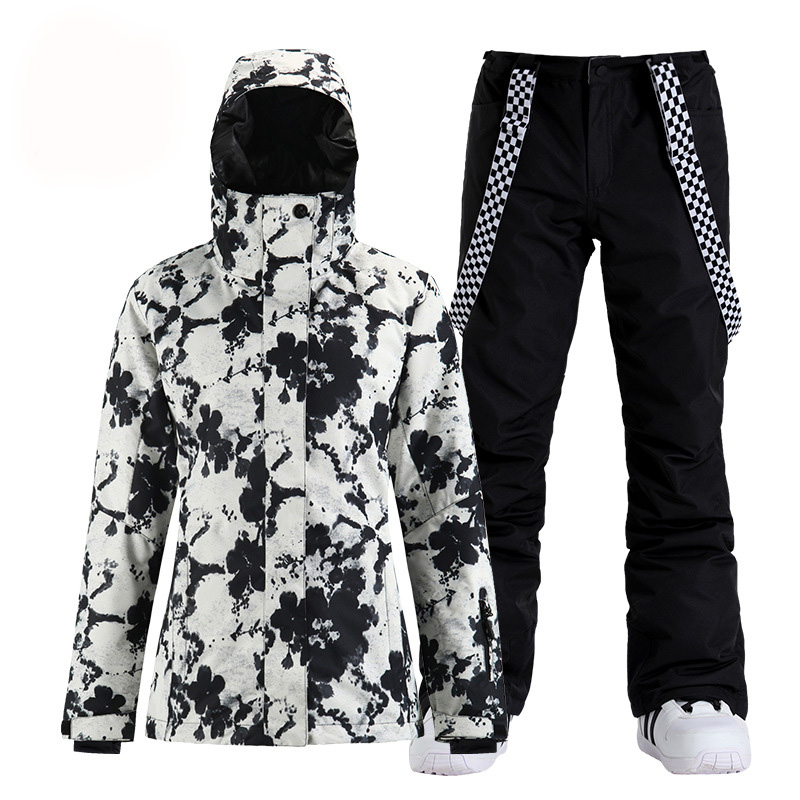 SMN Fashion Black Women Snow Suit Jackets Snowboard Clothing Waterproof Costumes Winter Outdoor Ski Sets Coat + Pants Cheaper alx