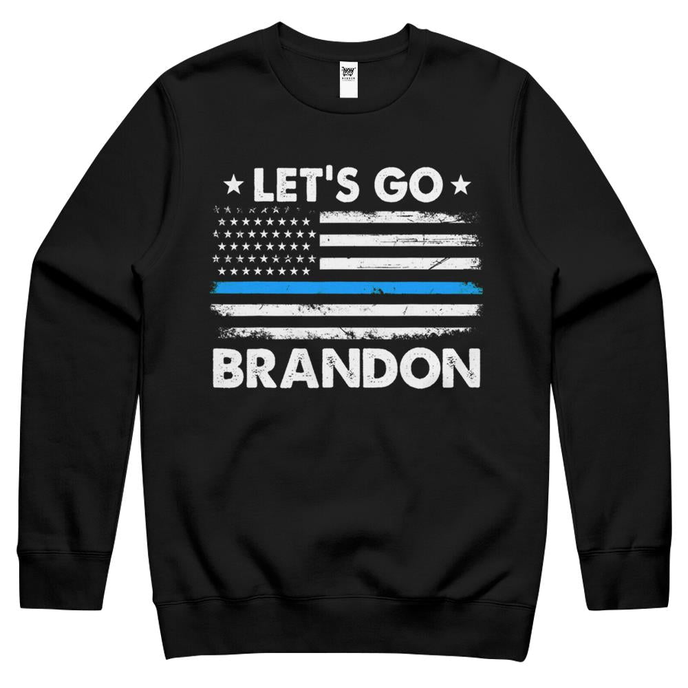 Let’S Go Brandon American Us Flag Blue Line Lets Go Brandon Crewneck Sweatshirt