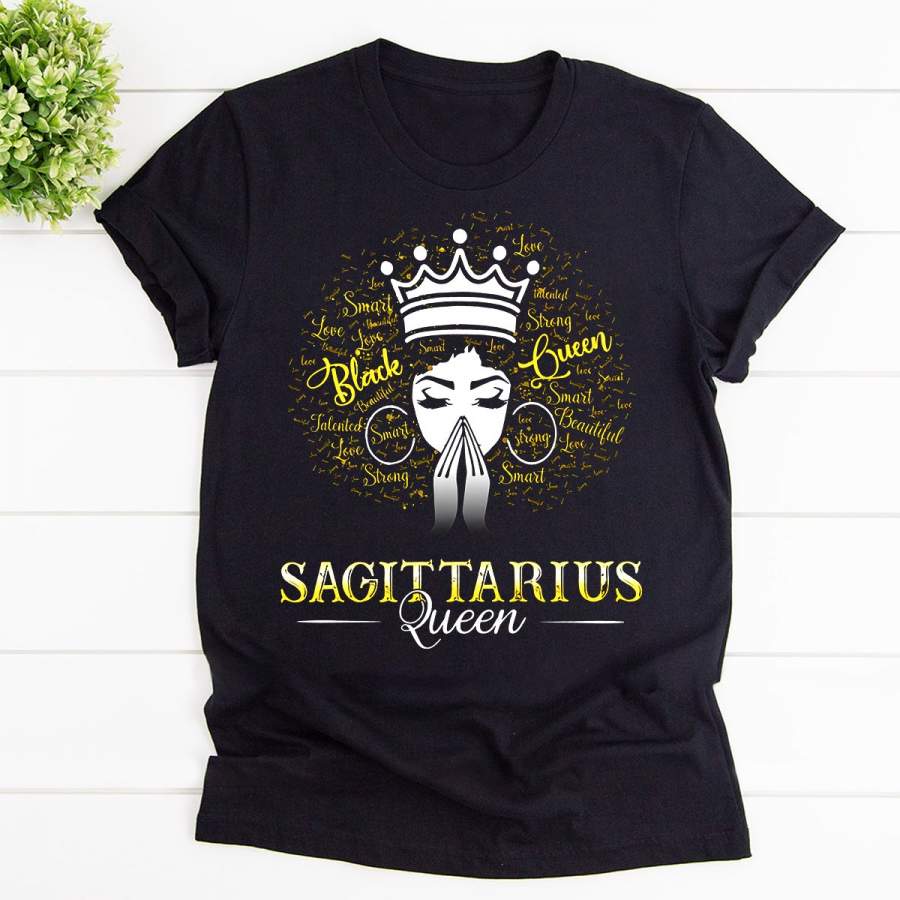 Sagittarius queen december birthday black queen black cotton t shirt for men and women S-6XL