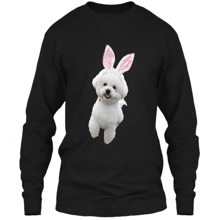 Bichon Frise Wearing Easter Bunny Ears Dog T-Shirt LS Ultra Cotton Tshirt