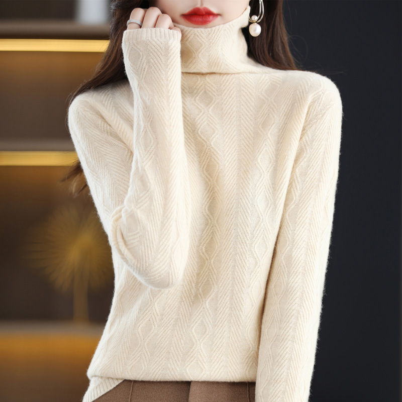 Cashmere Sweater Women Knitted Sweaters 100% Pure Merino Wool Turtleneck Long-Sleeve Pullover Autumn Winter Jumper Tops Clothing alx