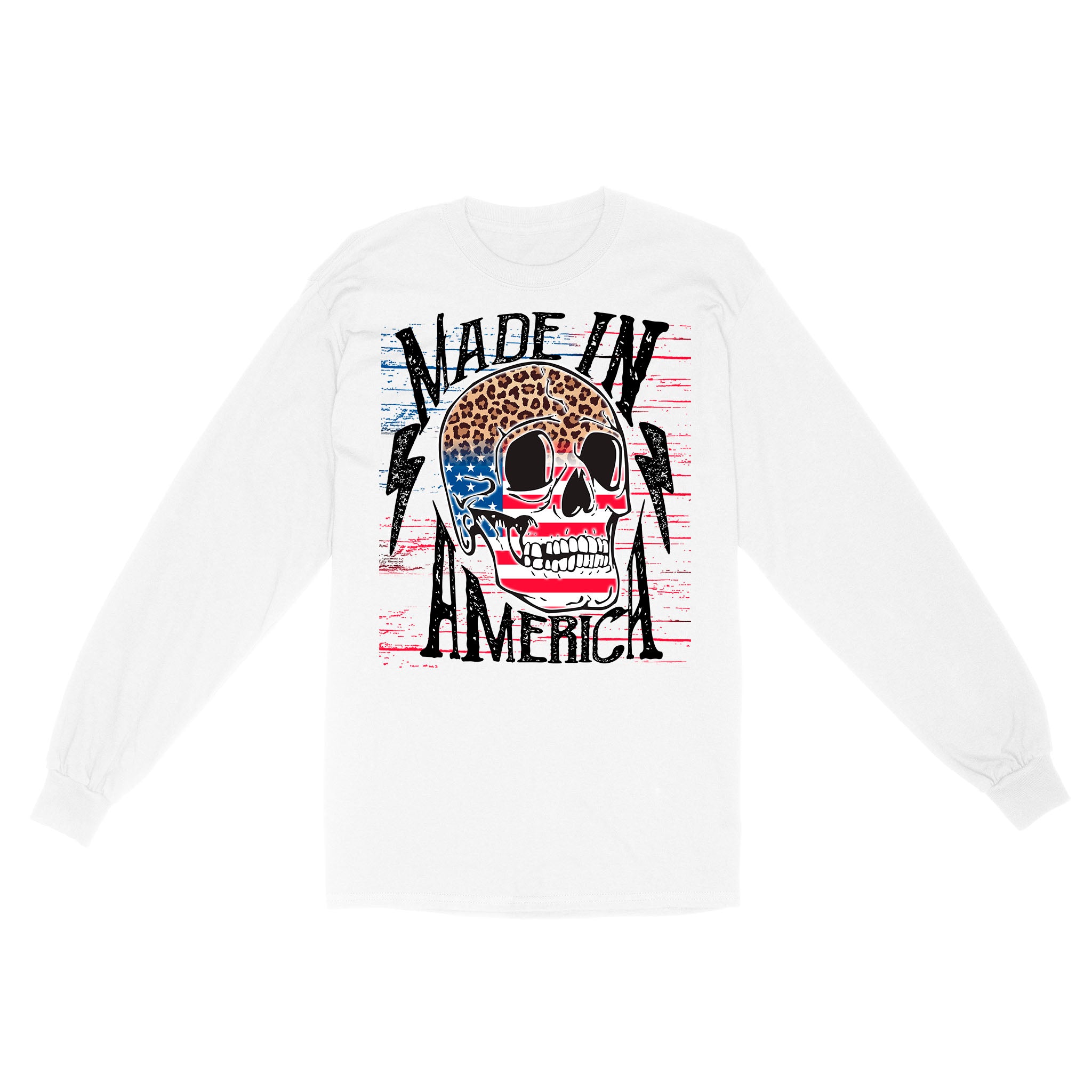 Skull Leopard And Us Flag Shirt, Made In America Patriotic Long Sleeve 4Th July – Tnn585 D09