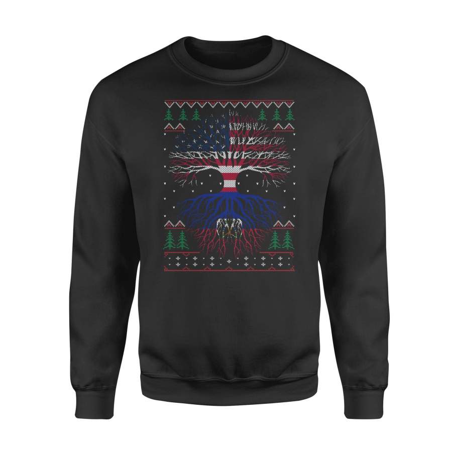 YOLOstuff Haitian Roots American US Grown Flag Ugly Christmas – Standard Fleece Sweatshirt