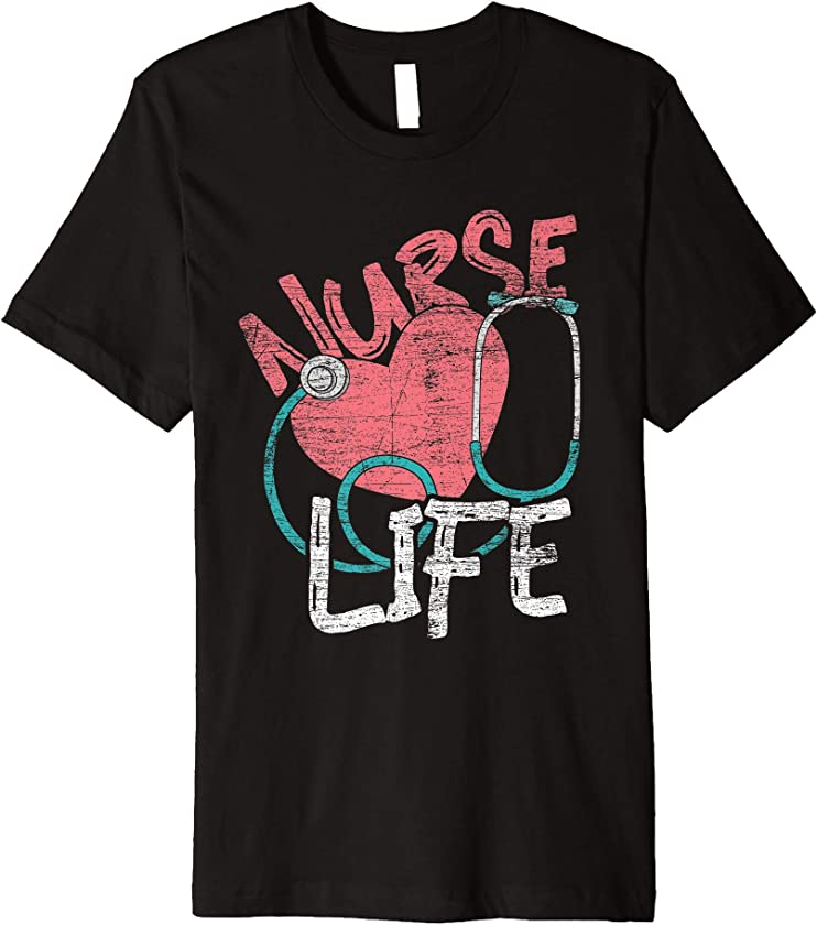 Vintage Nurse Life – Heart Stethoscope Gifts Nurse Premium T-Shirt