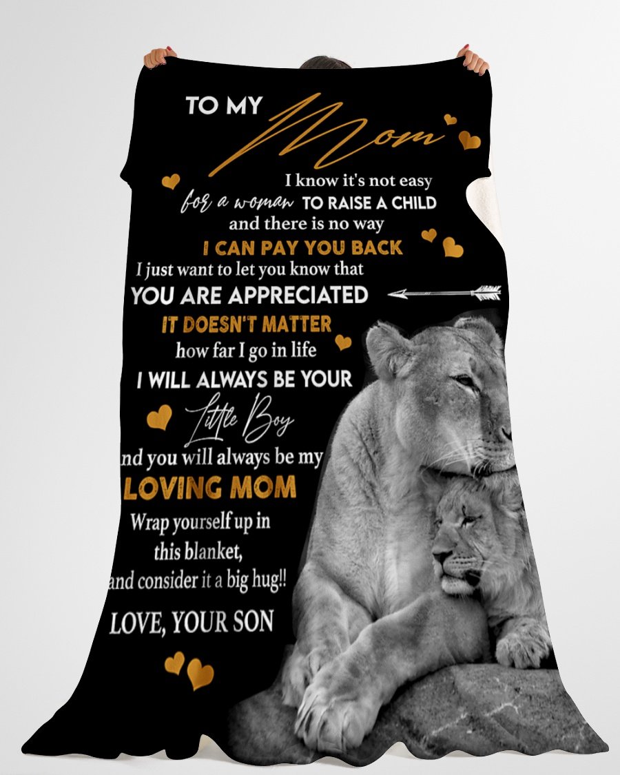 To My Mom You Are Appreciated, Blanket, Mother’s Day Gift From Son, Meaningful Mother’s Day Gift, Home Decor Bedding Couch Sofa Soft and Comfy Cozy