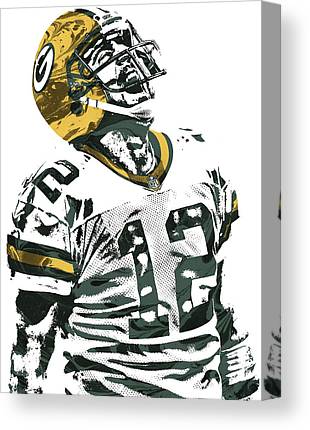 2 Aaron Rodgers Green Bay Packers Pixel Art 4 Joe Hamilton Canvas Print