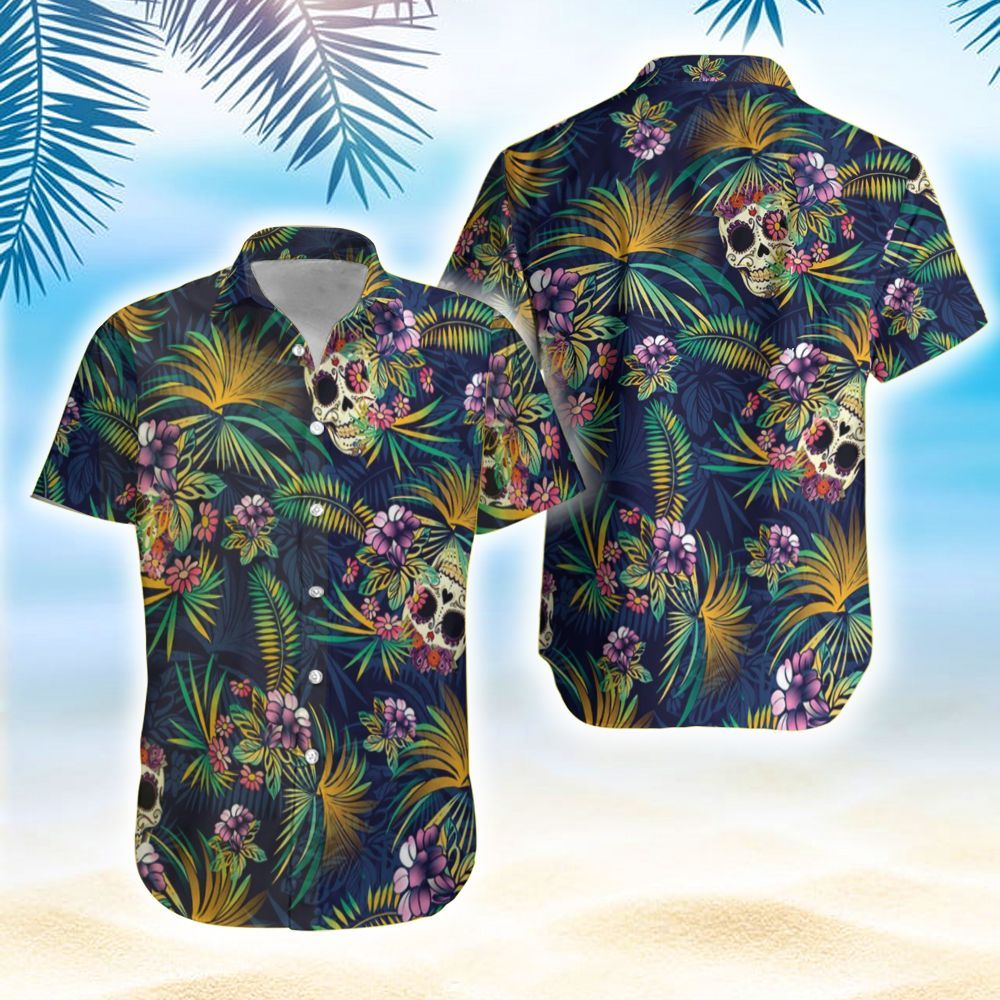 Order Floral Calavera Skull Flowers Summer Vibe Tropical Hawaii Aloha Shirts Ha56296