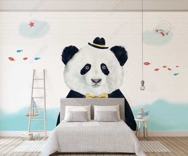 3D Cartoon Animal Panda Wall Mural Wallpaper Lqh 195