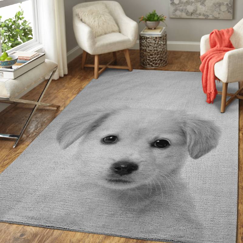 Golden Retriever Puppy BW – Animals Black & White Area Rug Carpet