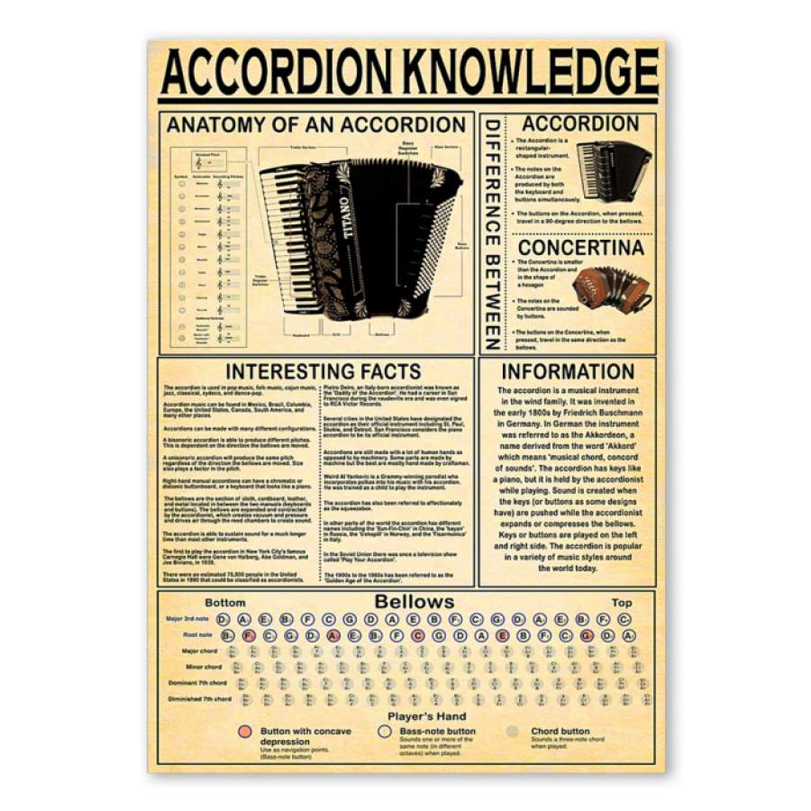 Accordionist Accordion Knowledge Unique Custom Design Canvas Present For Music Lovers