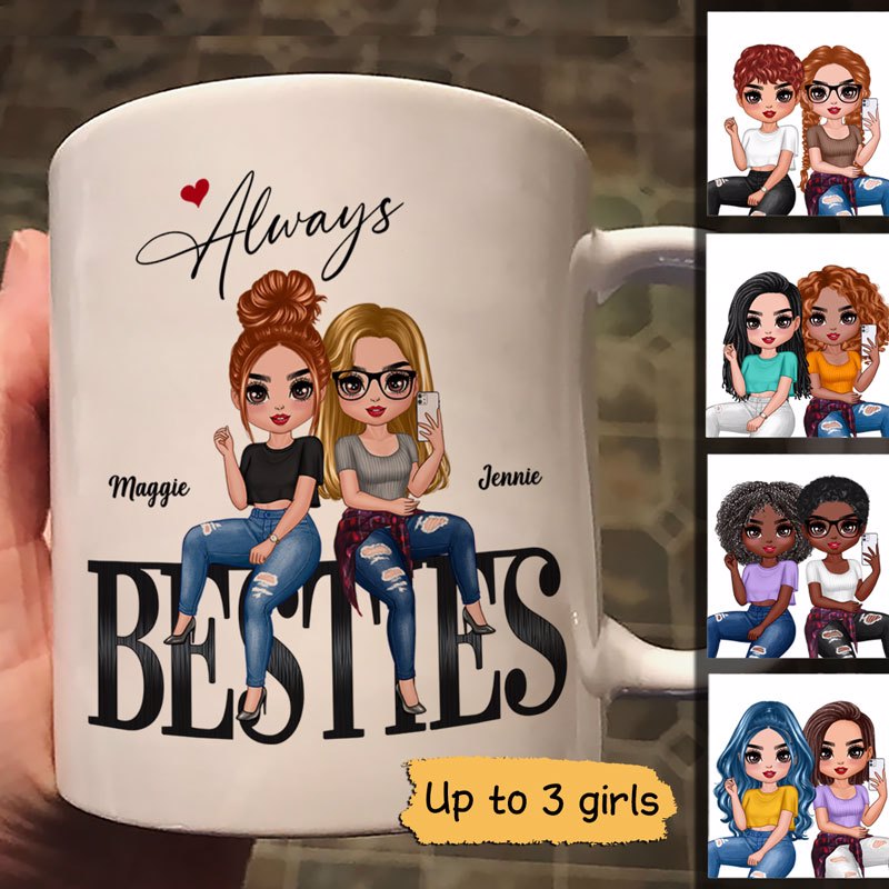 Doll Selfie Besties On Text Personalized Mug