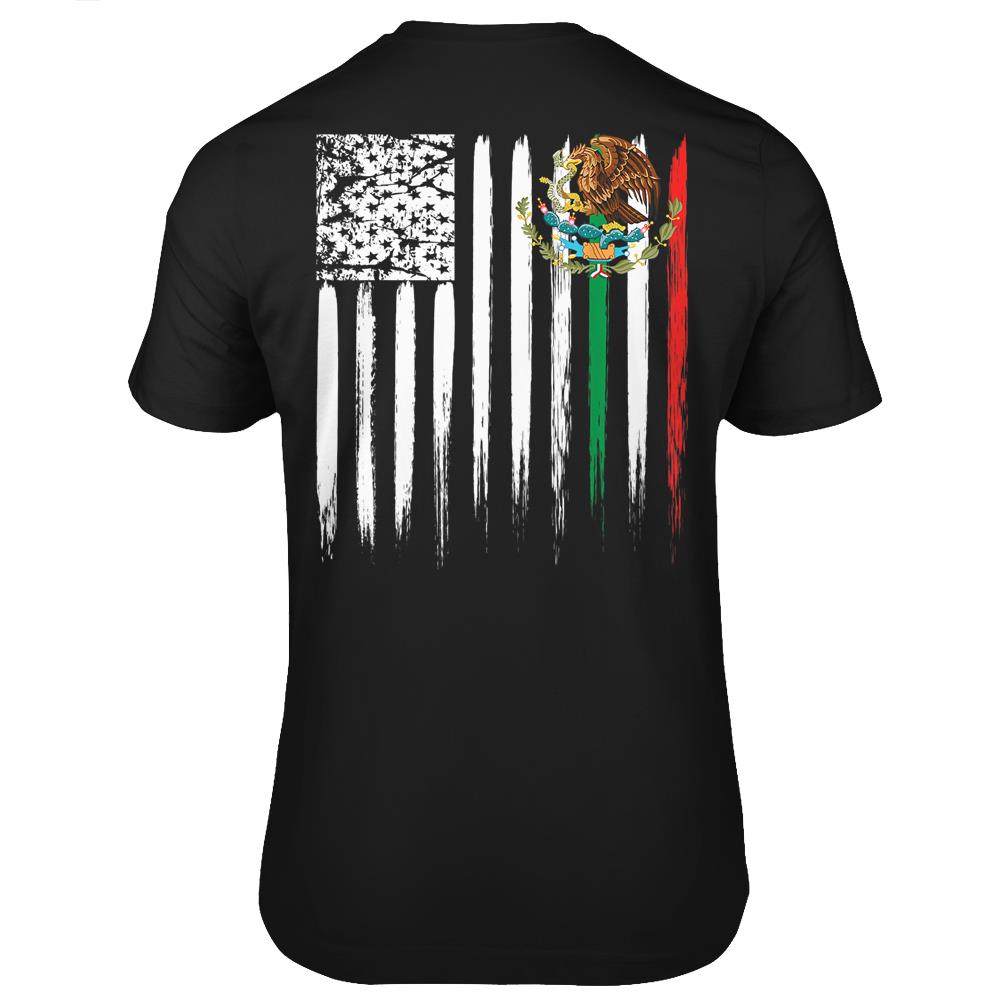 Mexican American Flags T Shirts Print On Back