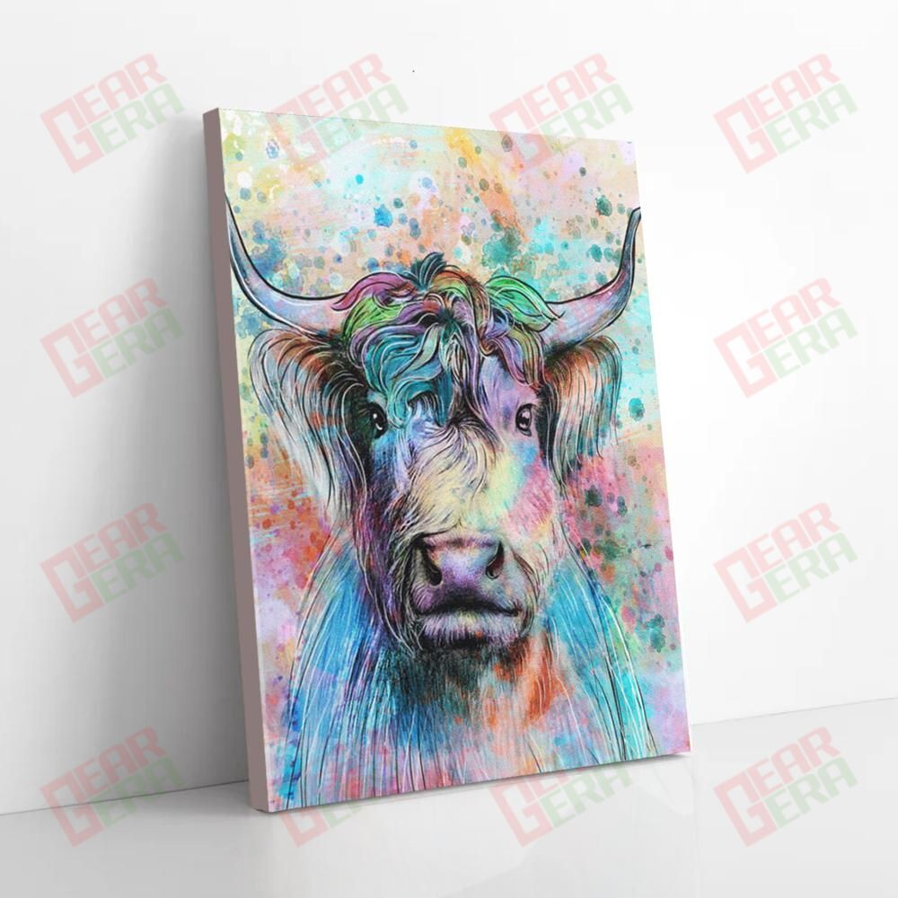 Canvas Art Prints Cow Highland Cow Water Color Wall Art Canvas Delightful Canvas Home Decoration