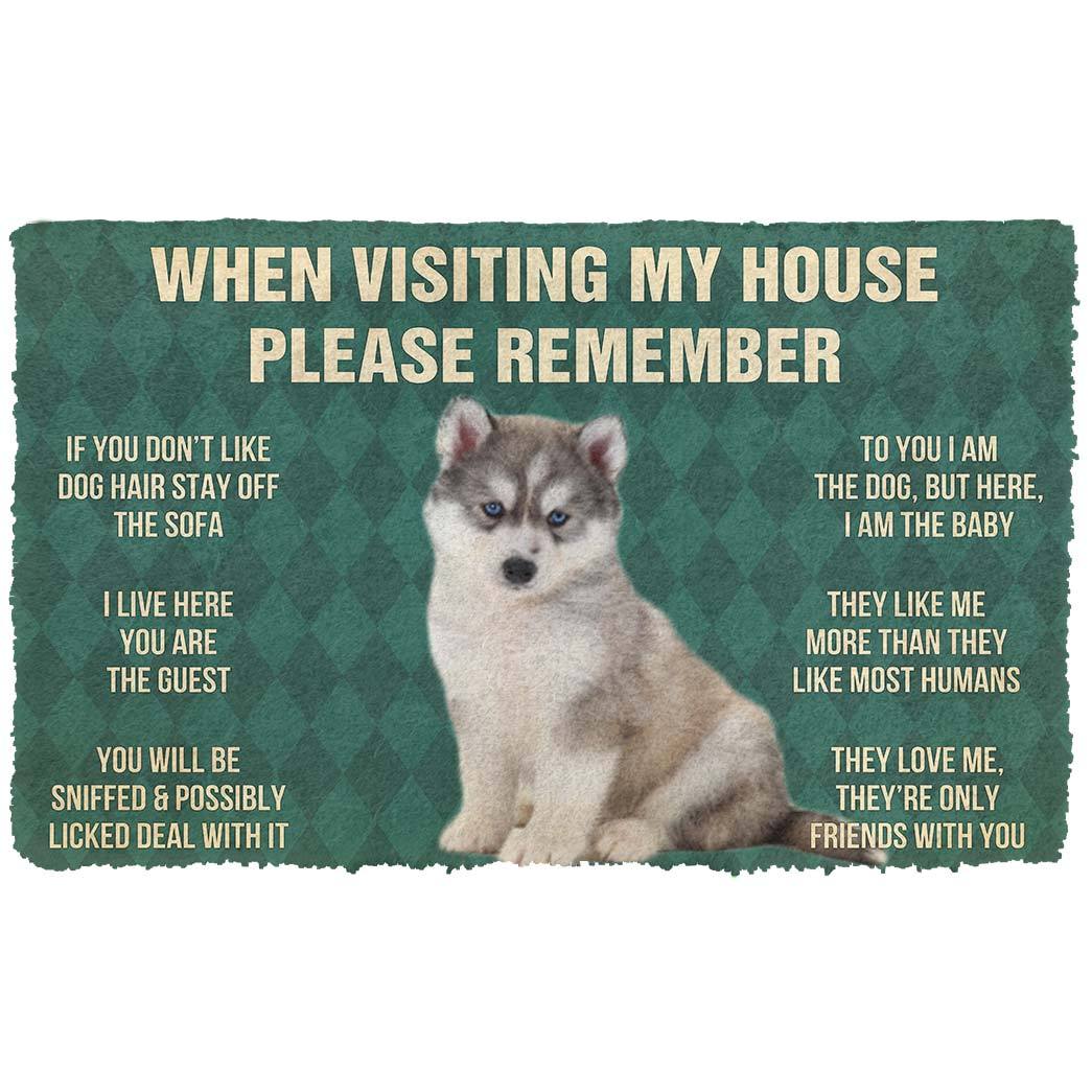 Gearhumans  Gearhuman 3D Please Remember Husky Puppy Dogs House Rules Custom Doormat