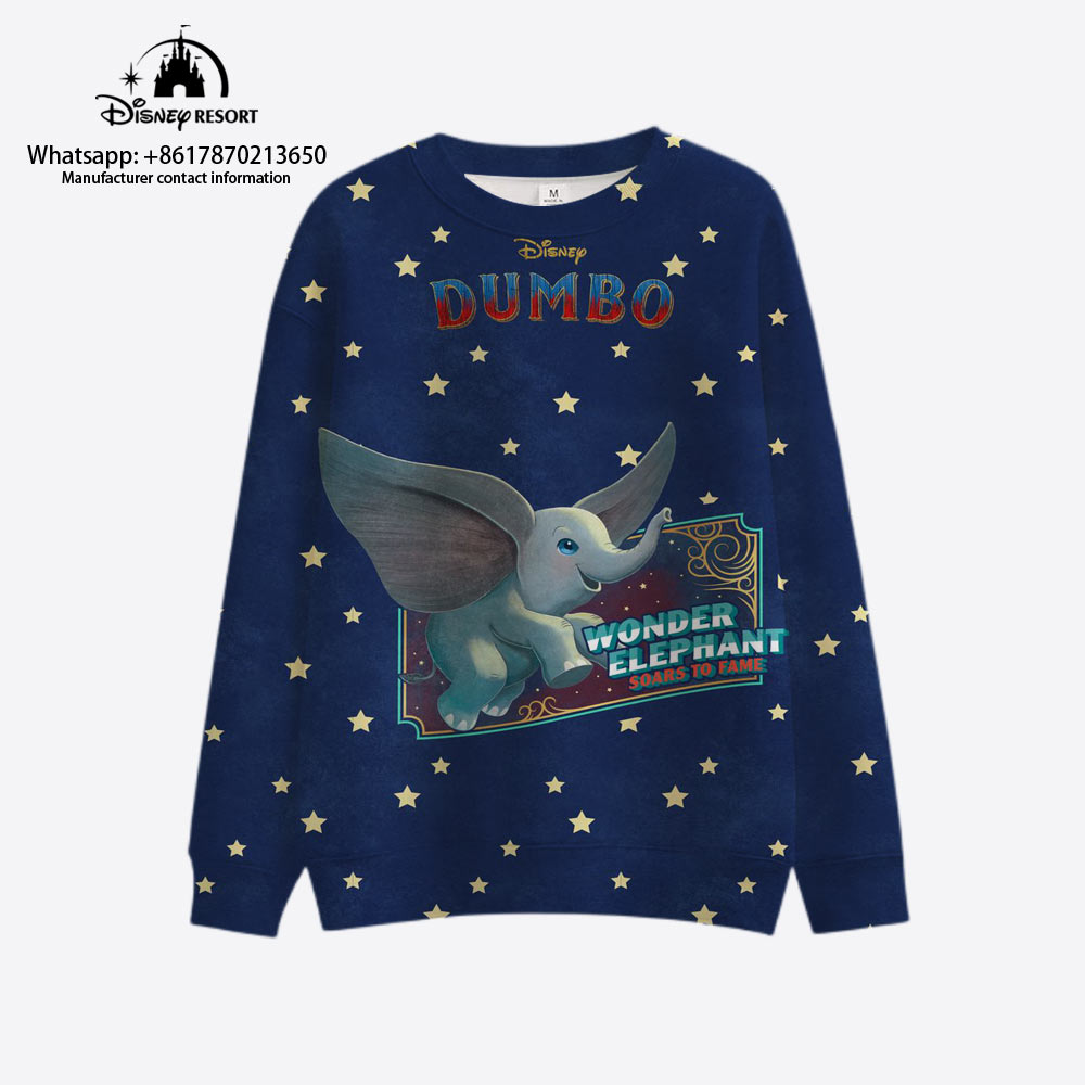 Spring and Autumn New Street Dumbo Anime Disney Brand Round Neck Fashion Casual Women’s Long Sleeve Sweater Women’s Top 2022 alx