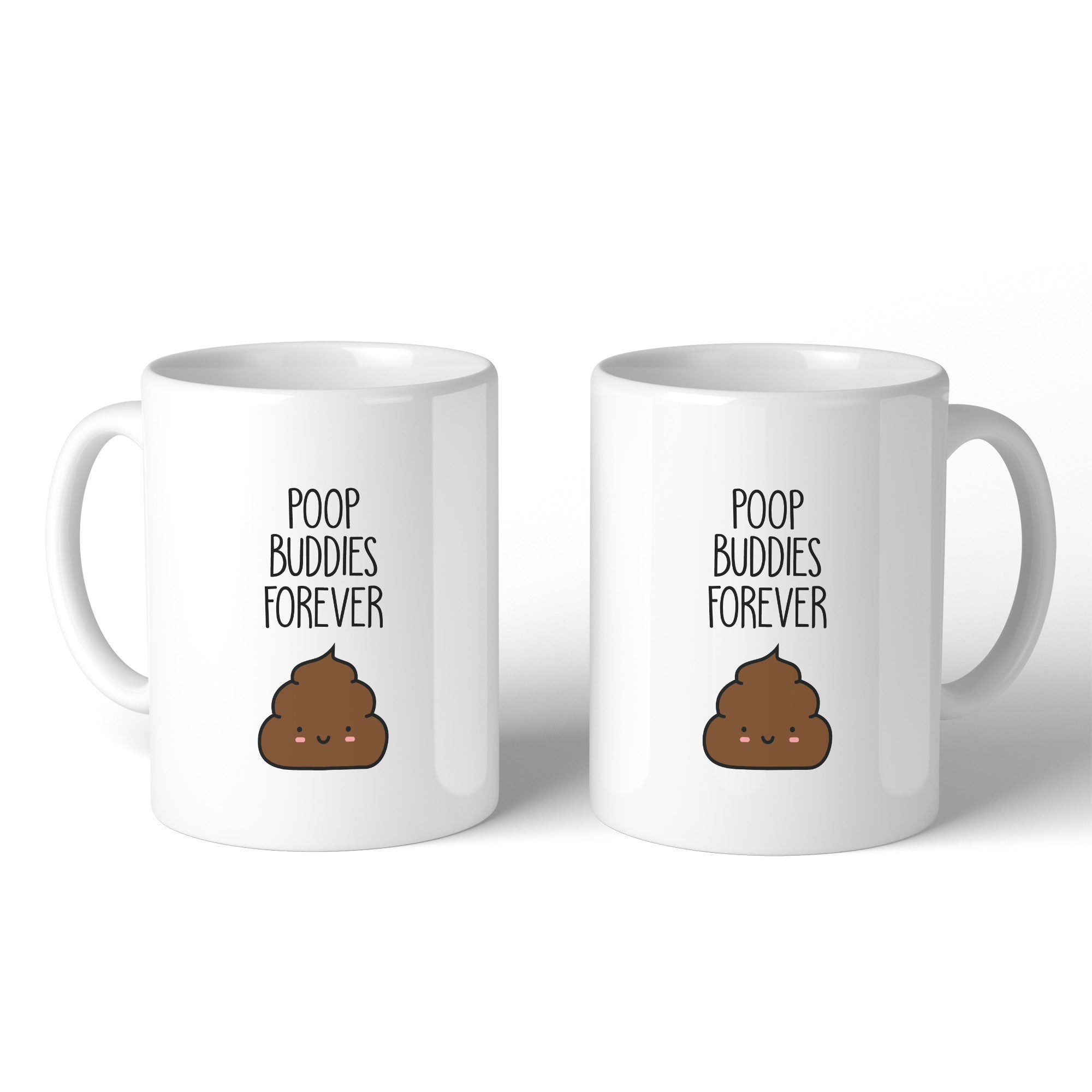 Poop Buddies BFF Matching White Mugs