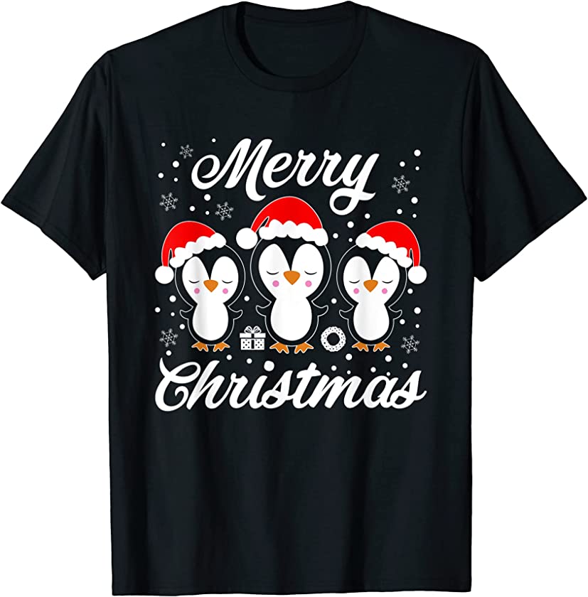 Merry Christmas Baby Penguins Lover Winter Snowflake Xmas T-Shirt