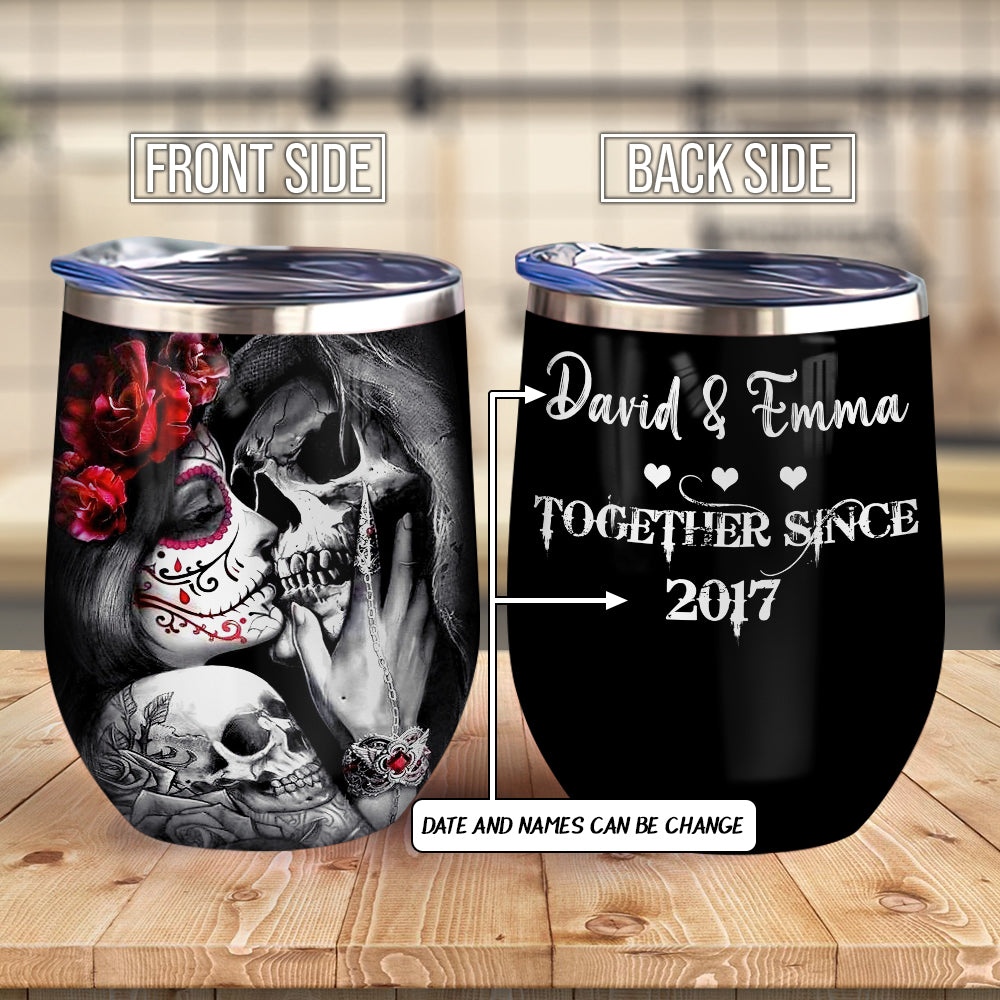 Personalized Married Skull Couple Gift Acaa0607002Z Wine Tumbler