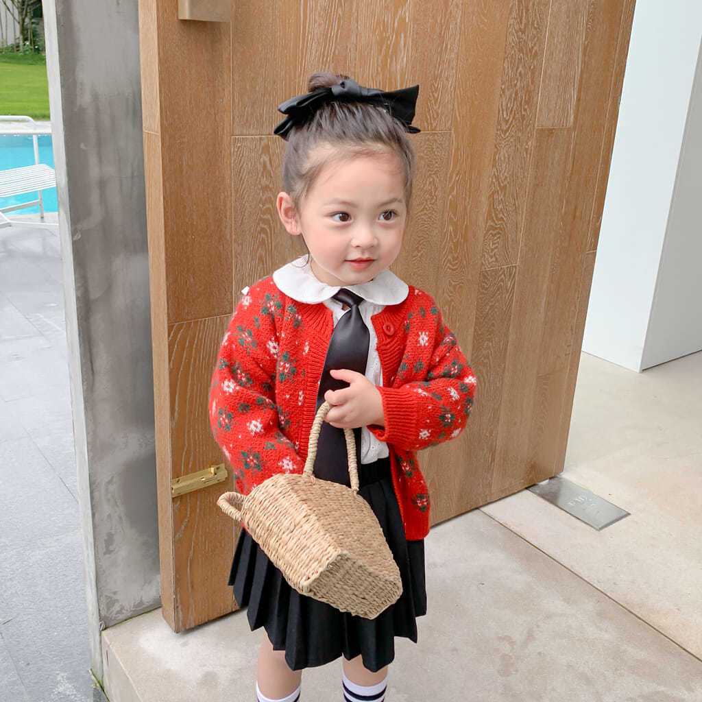 2022 kids baby girls autumn winter full sleeve solid knitted outwear coat toddler children Girls cardigan sweater 2-12 years alx