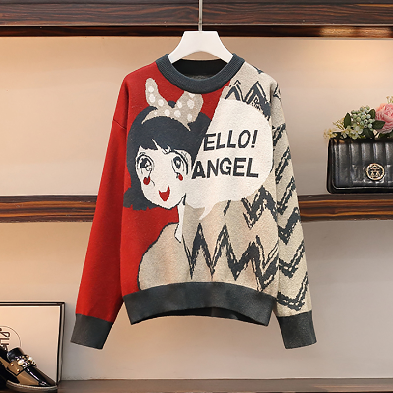 2022 Fashion Cartoon Knitted Sweaters +black Pleated Skirt Suit Autum Winter Female Two Piece Casual Mini Suit Evening Sets alx