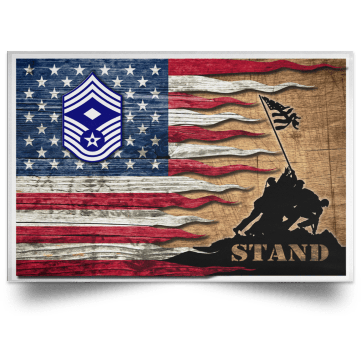 US Air Force E-9 First sergeant E-9 Rank Stand For The Flag Satin Landscape Poster