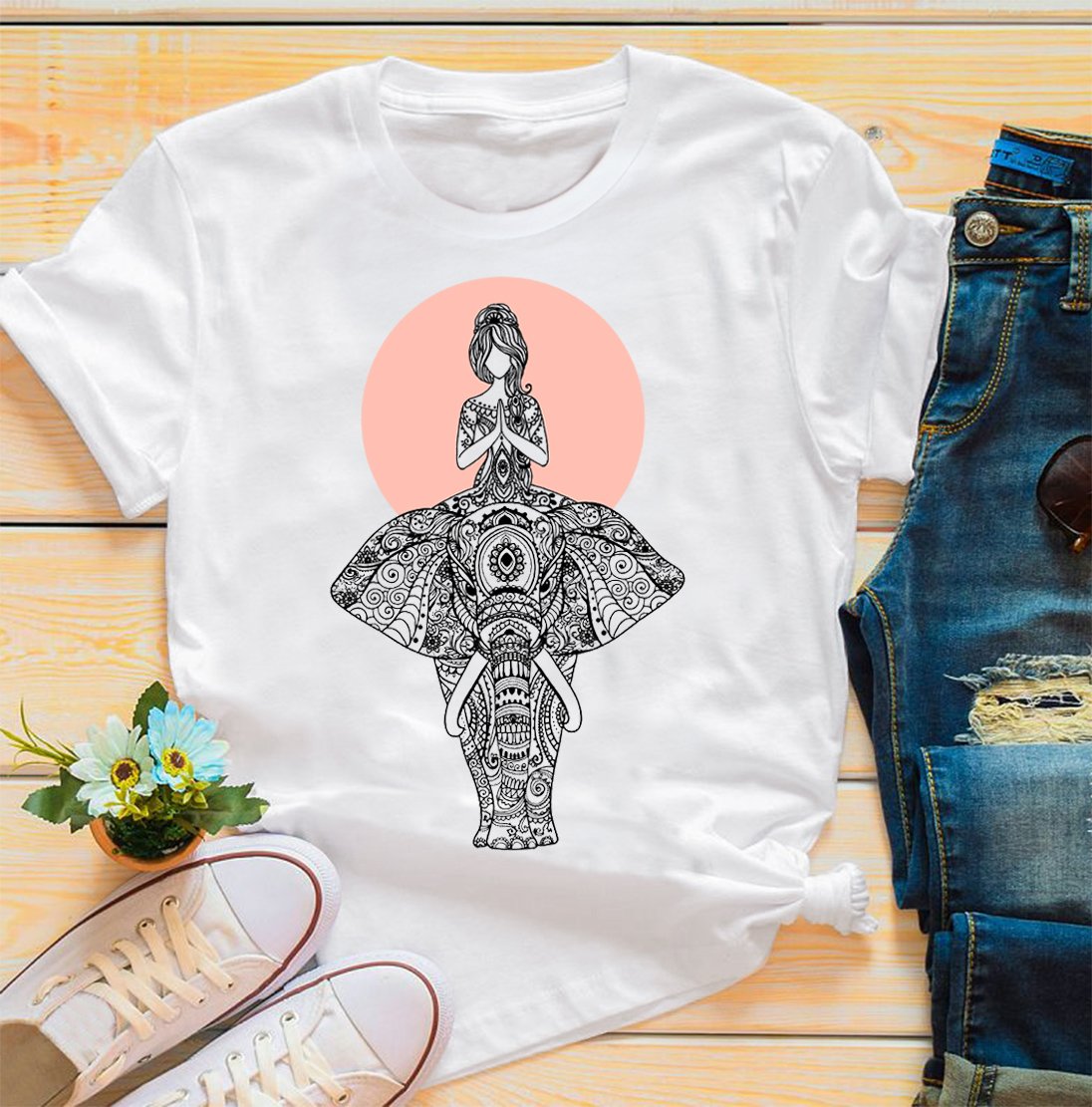 T Shirt Mother’s day Father’s day unique gift ideas for mom & dad from daughter & son kids, meaningful birthday presents –  Yoga Elephant Unisex Tshirt