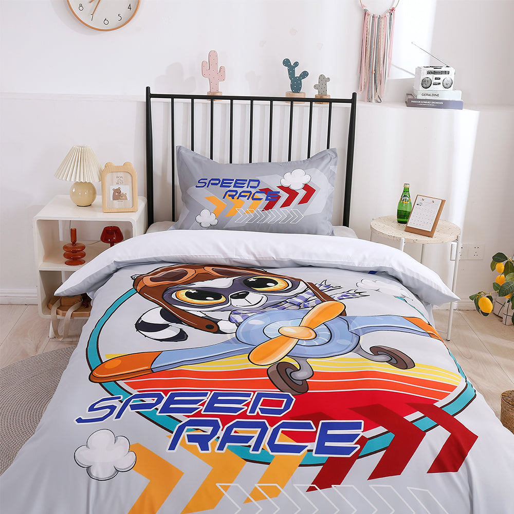 3D Cartoon Animal Speed Race Quilt Cover Set Bedding Set Duvet Cover Pillowcases 189