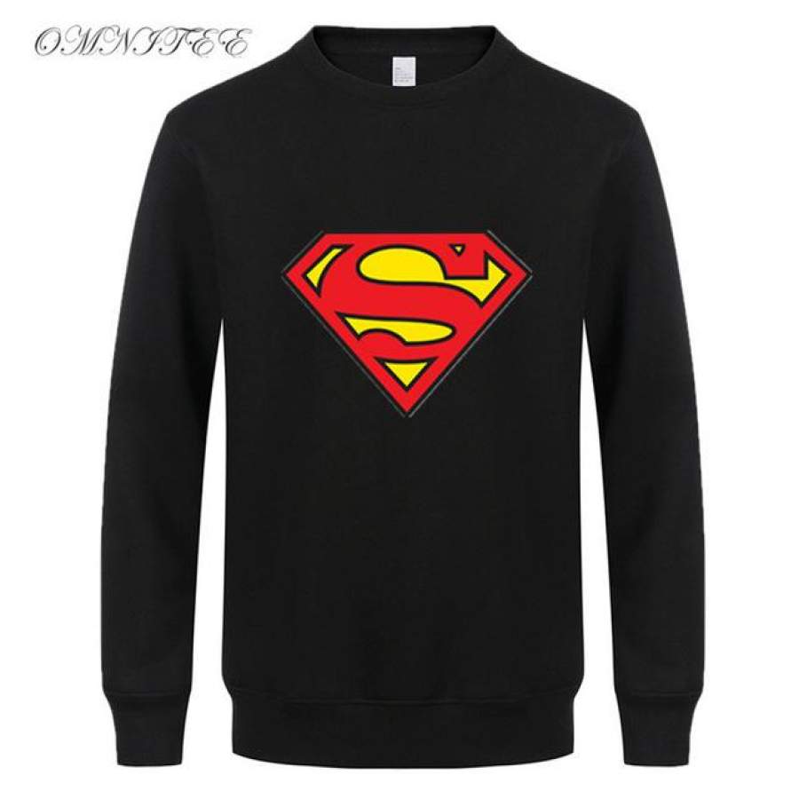 Autumn winter Mens Superman Sweatshirt Super Hero Men Boy Long Sleeve O Neck Fleece Hoodies Sweatshirts