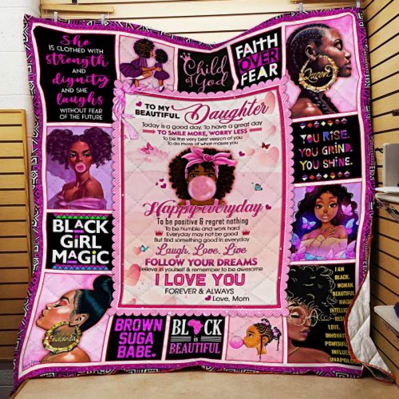 Today Is A Good Day, Love Mom, Black Girl Quilt Blanket LHA905 Block Of Gear™