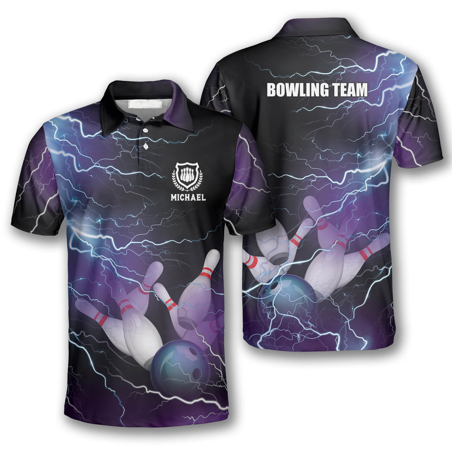 Strike Thunder Lightning Custom Bowling Shirts For Men