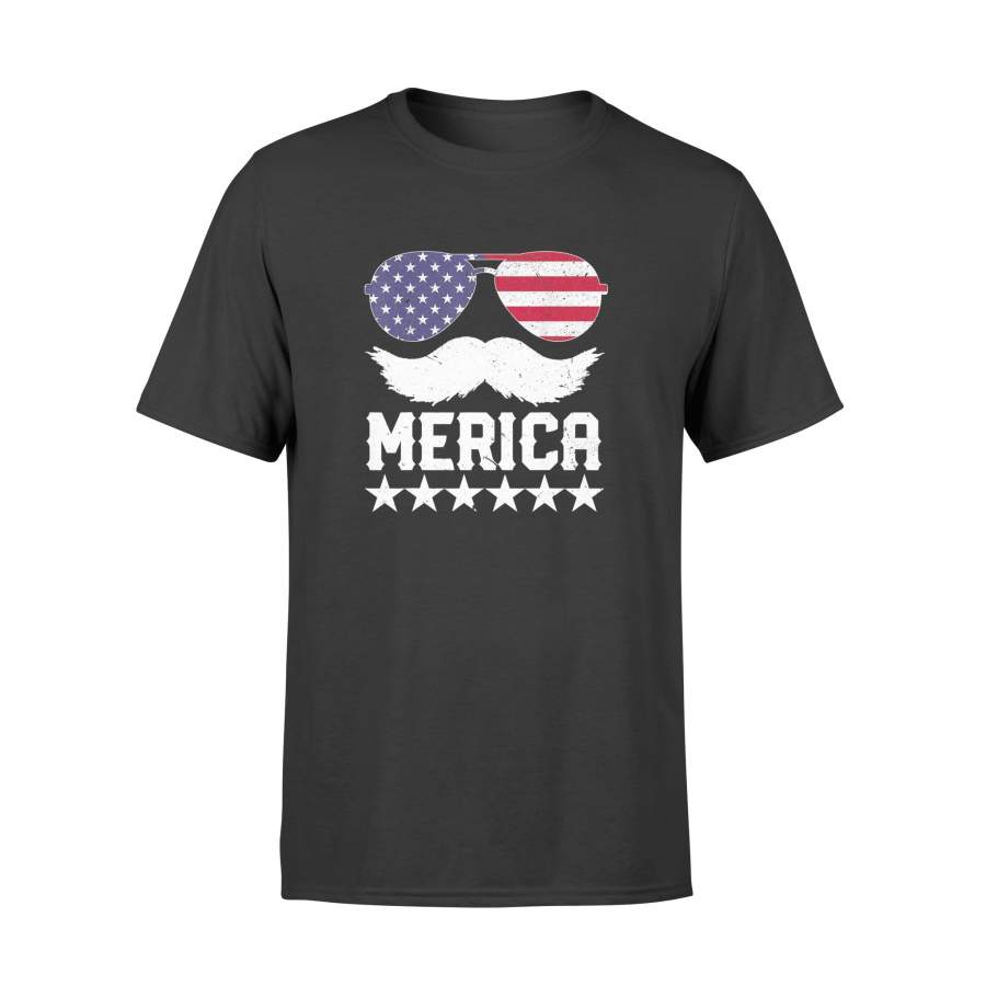 4th of July MERICA America Flag Mustache USA T-Shirt – Standard T-shirt