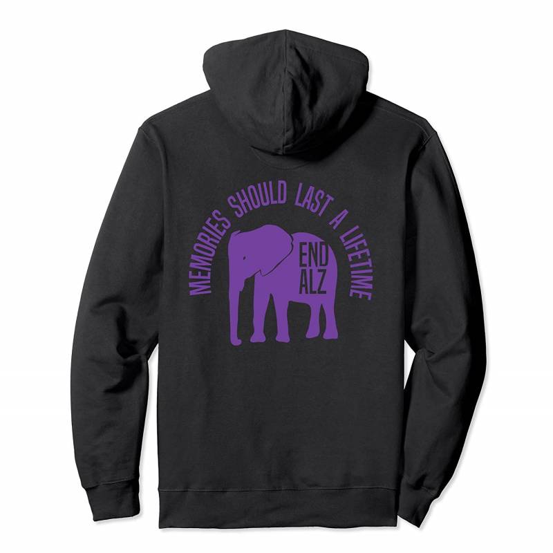 Memories Matter Hoodie Purple Elephant and text Alzheimer, T Shirt, Sweatshirt