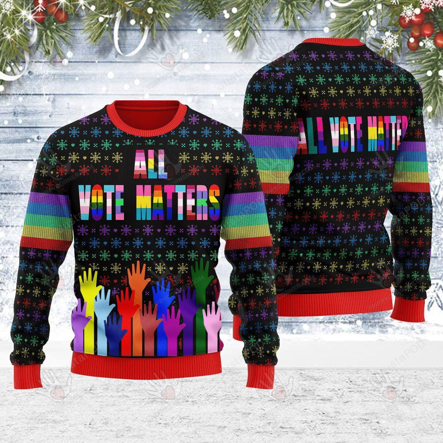 All Vote Matters Ugly Christmas Sweater, All Over Print Sweatshirt,… Ugly Sweater Christmas Gift