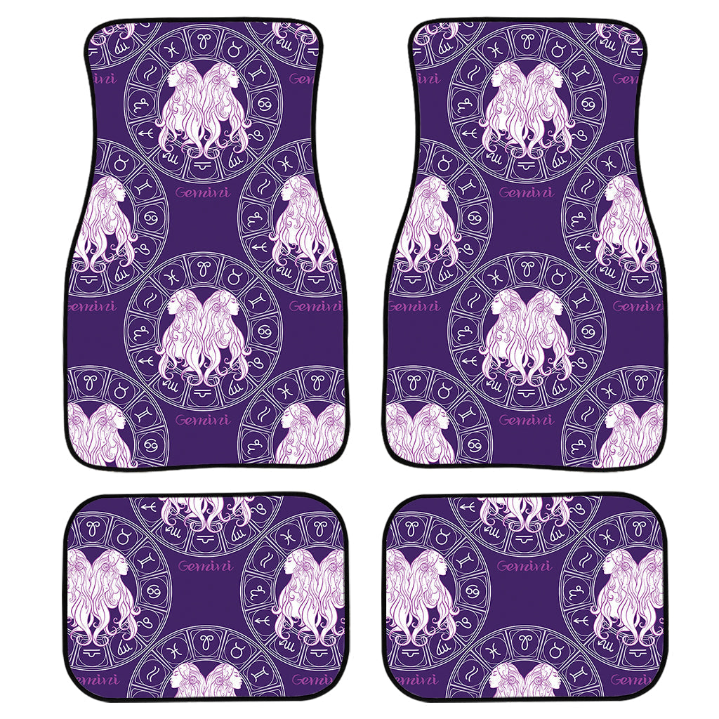 Purple Gemini Zodiac Pattern Print Front And Back Car Floor Mats, Front Car Mat