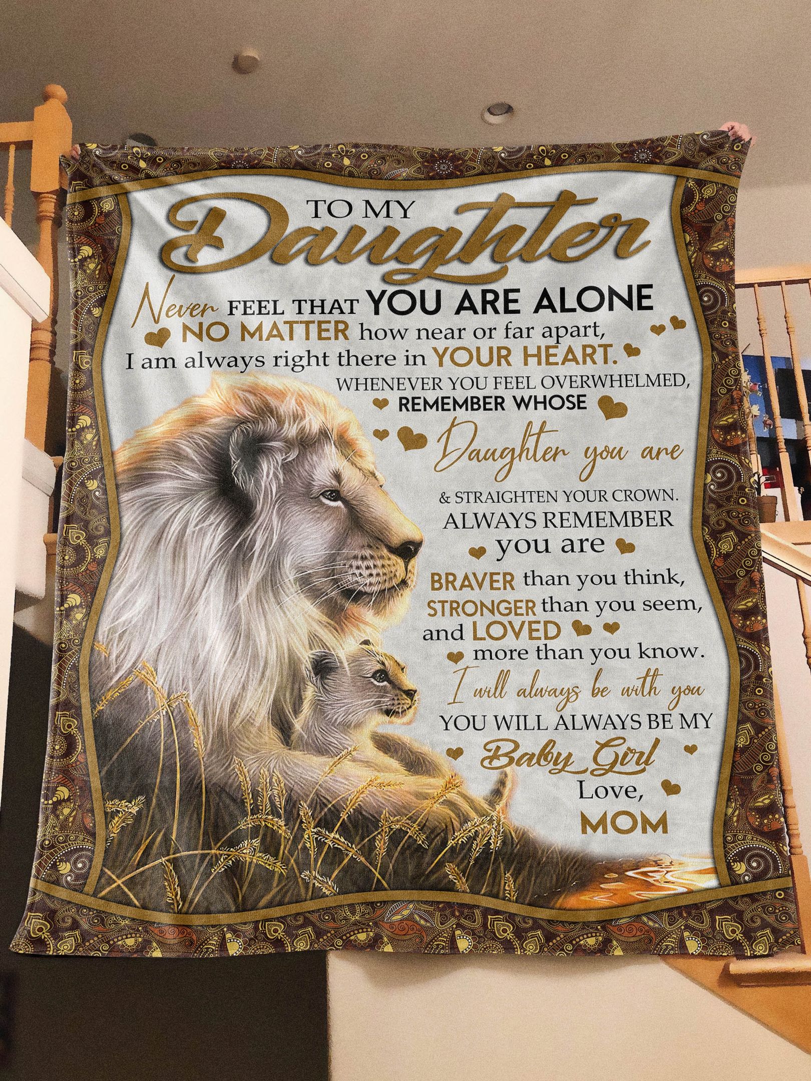 [Ta] To My Daughter – Lion Personalized Fleece Blanket