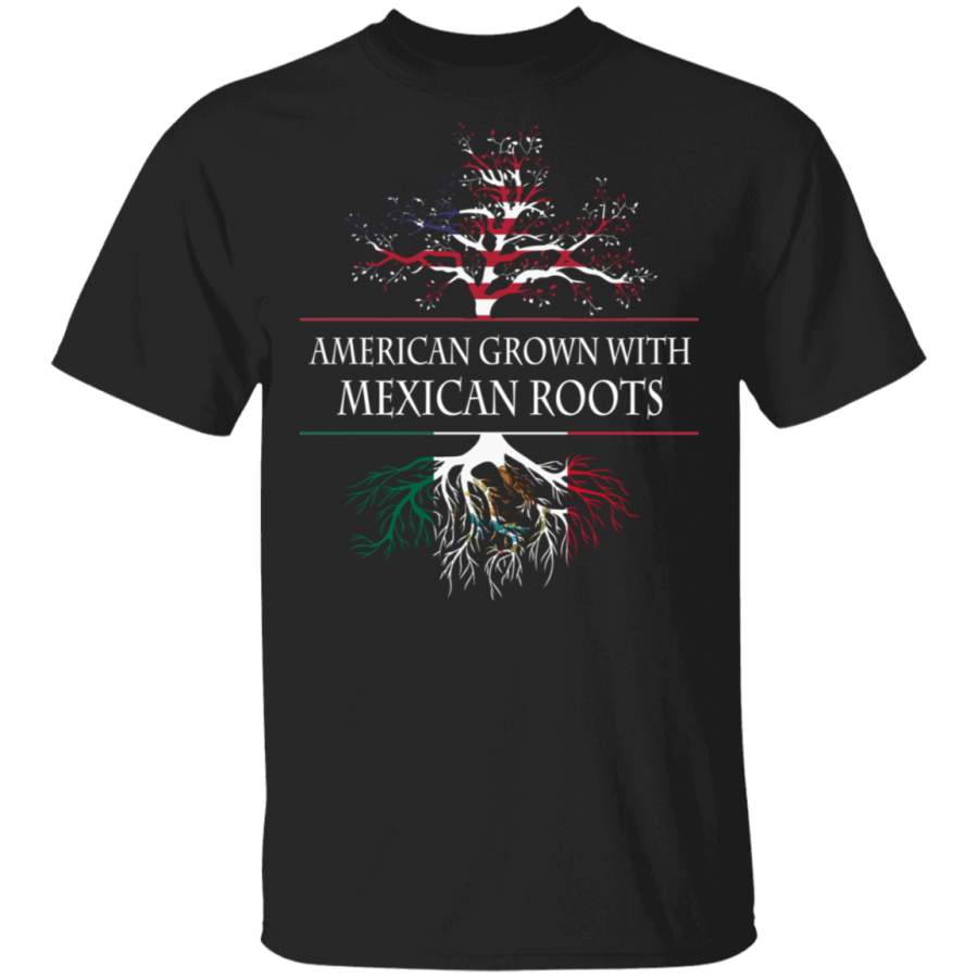 American Grown With Mexican Roots Cool American-Mexican Flag Tree Mexico Gifts T-Shirt