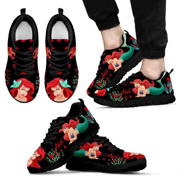 Ariel Cute All Over Print Black Sneakers