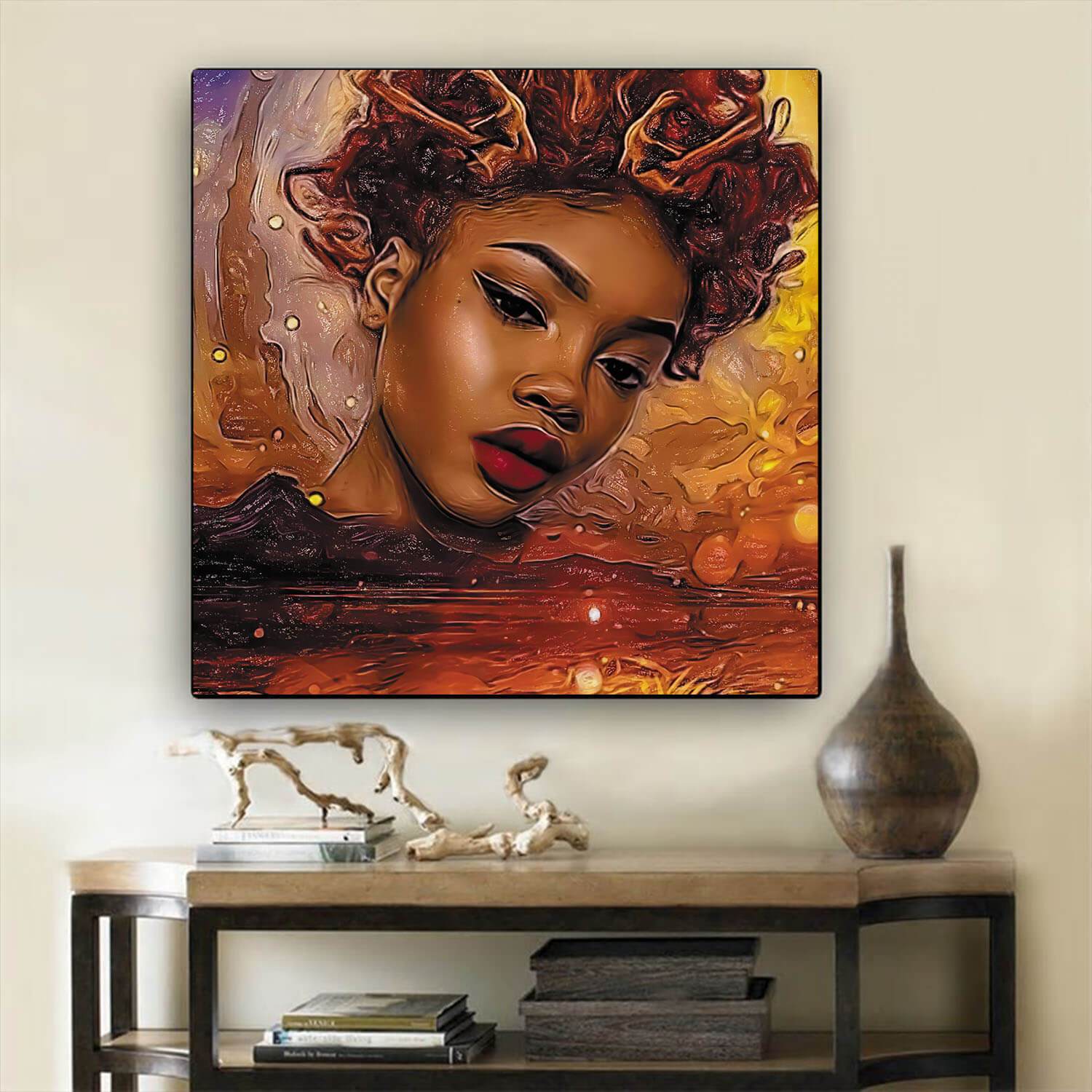 African American Canvas Art Cute Afro American Woman African American Women Art Afrocentric Home Decor Ideas BPS90269