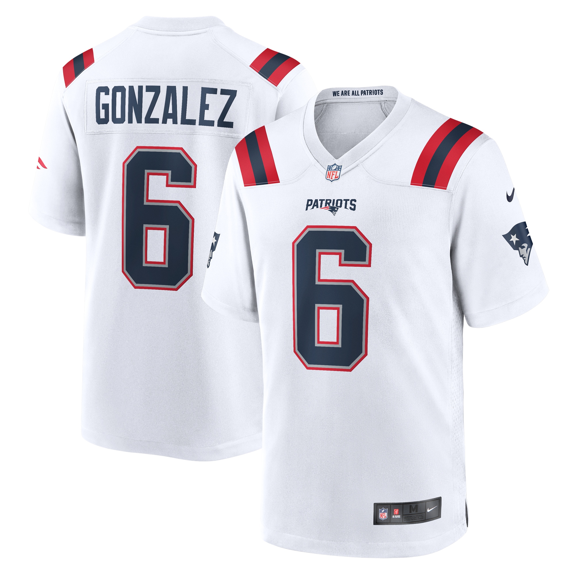 Men’s New England Patriots Christian Gonzalez  White  Game Jersey