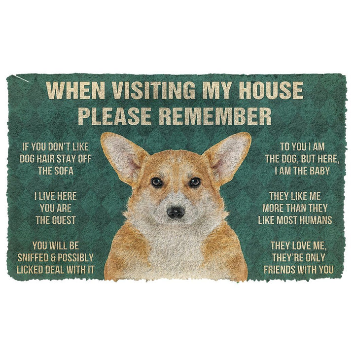 Waybackapparel Please Remember Pembroke Welsh Corgi Dogs House Rules 3D Doormat